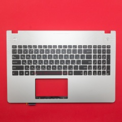 Клавиатура для ноутбука Asus N56 черная с серебристым топкейсом, с подсветкой