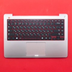 Клавиатура для ноутбука Samsung NP530U4E черная c серебристым топкейсом