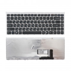 Клавиатура для ноутбука Sony VGN-FW черная с серебристой рамкой