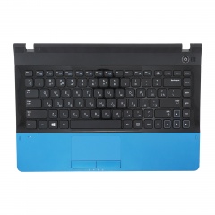 Клавиатура для ноутбука Samsung NP300E4A черная с синим топкейсом