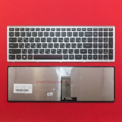 Клавиатура для ноутбука Lenovo U510, Z710 черная с серебристой рамкой