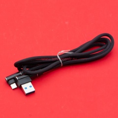 Кабель USB A - microUSB 2A (F123) черный плетеный