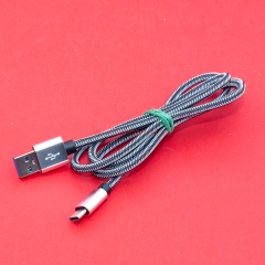 Кабель USB A - USB С 2A (F90) серый плетеный