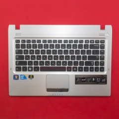 Клавиатура для ноутбука Samsung Q430 черная с серебристым топкейсом