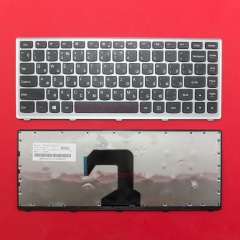 Клавиатура для ноутбука Lenovo S300, S400, S405 черная с серой рамка