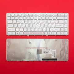 Клавиатура для ноутбука Sony Vaio VGN-NW белая с серебристой рамкой