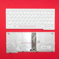 Клавиатура для ноутбука Lenovo S200, S205 белая с рамкой, плоский Enter