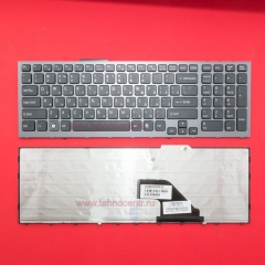Клавиатура для ноутбука Sony VPC-F11 черная с серой рамкой