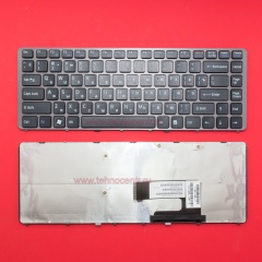 Клавиатура для ноутбука Sony VGN-NW черная с серой рамкой