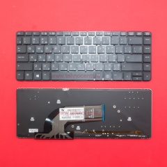 Клавиатура для ноутбука HP ProBook 640 G1 черная без рамки, с подсветкой