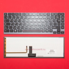 Клавиатура для ноутбука Toshiba M800, N860, U800 черная с серой рамкой, с подсветкой