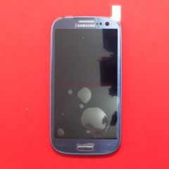 Дисплей в сборе с тачскрином для Samsung GT-i9300 синий с рамкой