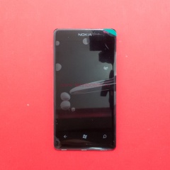 Дисплей в сборе с тачскрином для Nokia Lumia 800 черный с рамкой