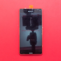 Дисплей в сборе с тачскрином для Sony Xperia Z3 Compact D5803 красный с рамкой