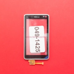 Тачскрин для Nokia N8 черный с серебристой рамкой