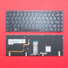 Клавиатура для ноутбука Lenovo IdeaPad Y480 черная с рамкой, с подсветкой