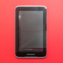 Дисплей в сборе с тачскрином для Lenovo A1000 с серебристой рамкой