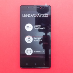 Дисплей в сборе с тачскрином для Lenovo A7000 черный с рамкой