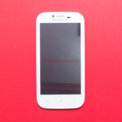 Дисплей в сборе с тачскрином для Lenovo IdeaPhone A706 белый с рамкой