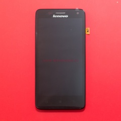 Дисплей в сборе с тачскрином для Lenovo S660 черный с рамкой