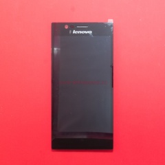 Дисплей в сборе с тачскрином для Lenovo K900 черный с рамкой