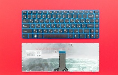 Клавиатура для ноутбука Lenovo IdeaPad Z370, Z470 черная с синей рамкой