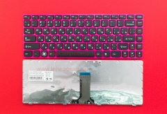 Клавиатура для ноутбука Lenovo IdeaPad Z370, Z470 черная с красной рамкой