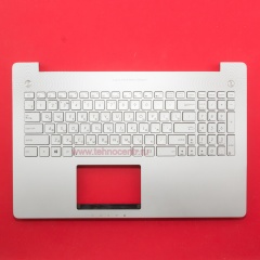 Клавиатура для ноутбука Asus N550 серебристая с подсветкой и топкейсом
