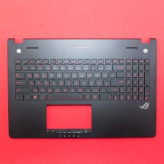 Клавиатура для ноутбука Asus N56 черная с черным топкейсом, с подсветкой