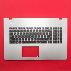 Клавиатура для ноутбука Asus N76 серебристая с подсветкой и топкейсом