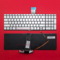 Клавиатура для ноутбука HP Envy 15-U серебристая с подсветкой