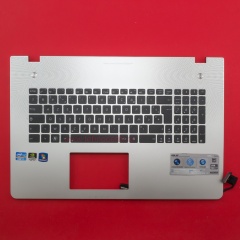 Клавиатура для ноутбука Asus N76V английская с серебристым топкейсом