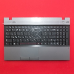 Клавиатура для ноутбука Samsung NP300V5A, NP305V5A черная с черным с серым топкейсом