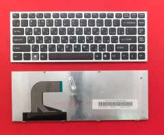 Клавиатура для ноутбука Sony VPC-S черная с серебристой рамкой