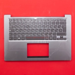 Клавиатура для ноутбука Asus U38N черная с серебристым топкейсом, с подсветкой