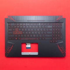 Клавиатура для ноутбука Asus FX504GD черная c черным топкейсом, с подсветкой