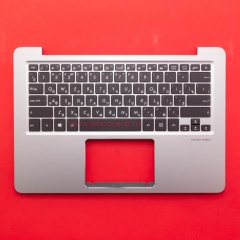 Клавиатура для ноутбука Asus UX310UA черная c серебристым топкейсом