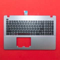Клавиатура для ноутбука Asus X550C черная с серебристым топкейсом