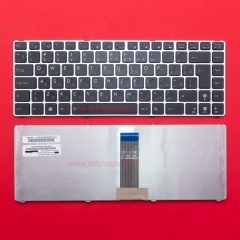 Клавиатура для ноутбука Asus U20, UL20, Eee PC 1201, 1215, 1215B черная с серебристой рамкой