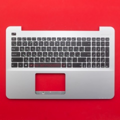 Клавиатура для ноутбука Asus X555, R556 черная c серебристым топкейсом