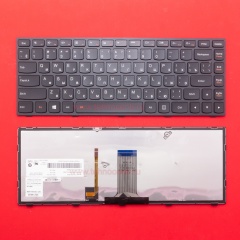 Клавиатура для ноутбука Lenovo Flex 2 14 черная с черной рамкой, с подсветкой
