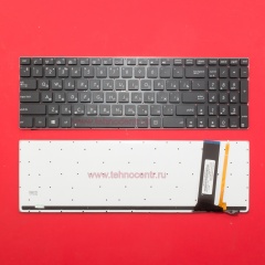 Клавиатура для ноутбука Asus N56, N56V, N76 черная без рамки, с подсветкой (белый шрифт)