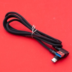 Кабель USB A - USB C 2A (F123) черный плетеный фото 2