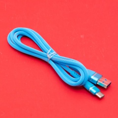 Кабель USB A - USB C 2A (F143) синий прорезиненный фото 2
