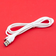  Кабель USB A - microUSB 2A (F143) белый прорезиненный
