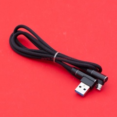 Кабель USB A - microUSB 2A (F123) черный плетеный фото 2