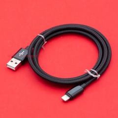 Кабель USB A - Lightning 8-pin 2A (F90) черный плетеный фото 2