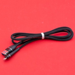  Кабель USB A - Lightning 8-pin 2A (F143) черный прорезиненный