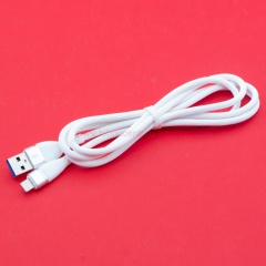  Кабель USB A - Lightning 8-pin 2A (F143) белый прорезиненный