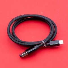 Кабель USB A - USB С 2A (F90) черный плетеный фото 2